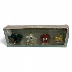 Disney Parks Mickey Mouse Glass Ornament Set of 4 🎄 Christmas Holiday Decor